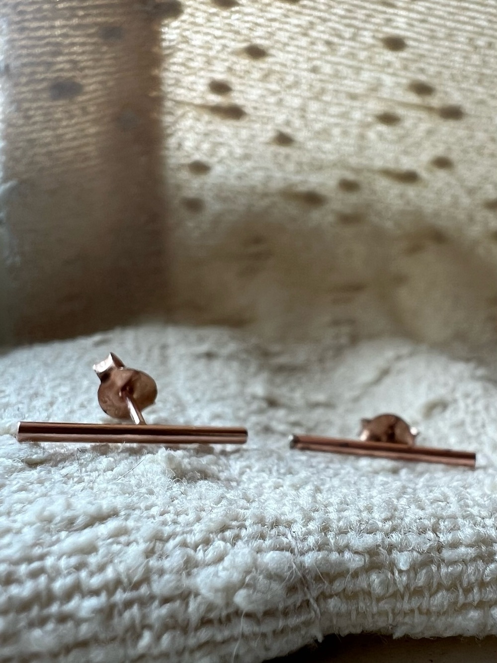 Minimalist Rose Gold Bar Stud Earrings - 925 sterling silver set IAM
